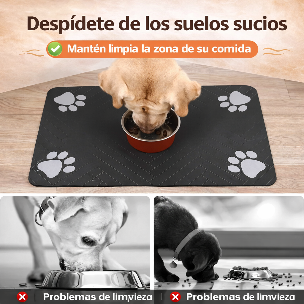 Alfombrilla absorbente impermeable para mascotas - Tapete antideslizante para comedero y bebedero de perro o gato