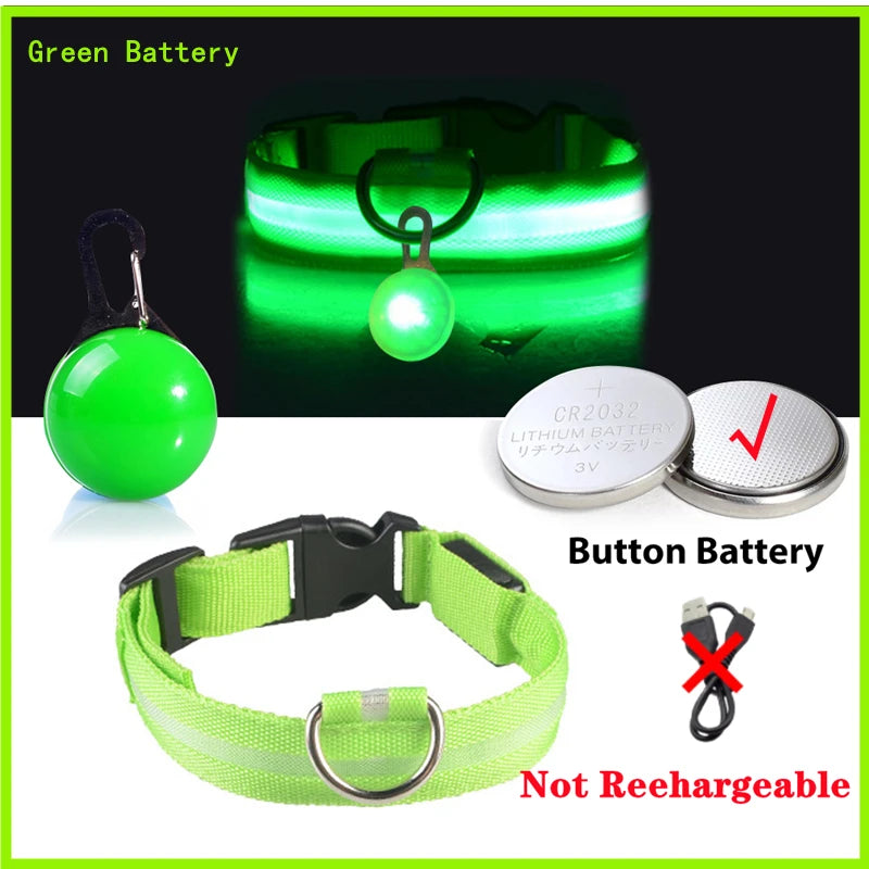 Collar Luminoso LED para Perros y Gatos | Reflectante, Ajustable y Seguro para la Noche