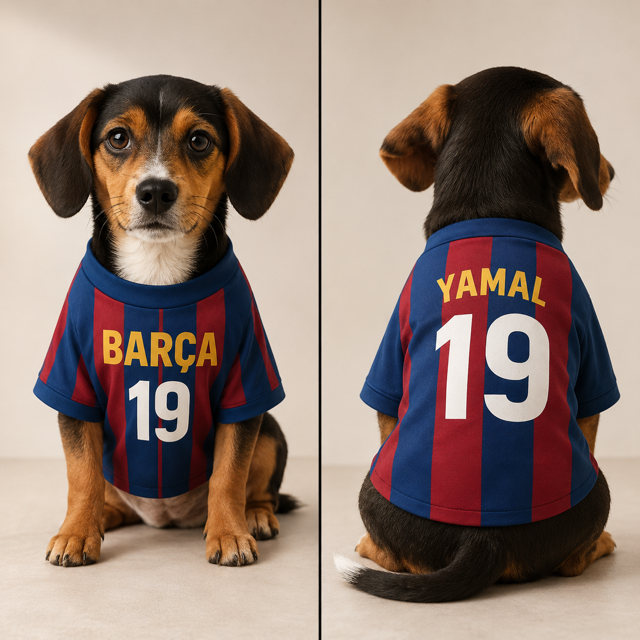 Camiseta fútbol para perros Barça estilo | Ropa transpirable mascota