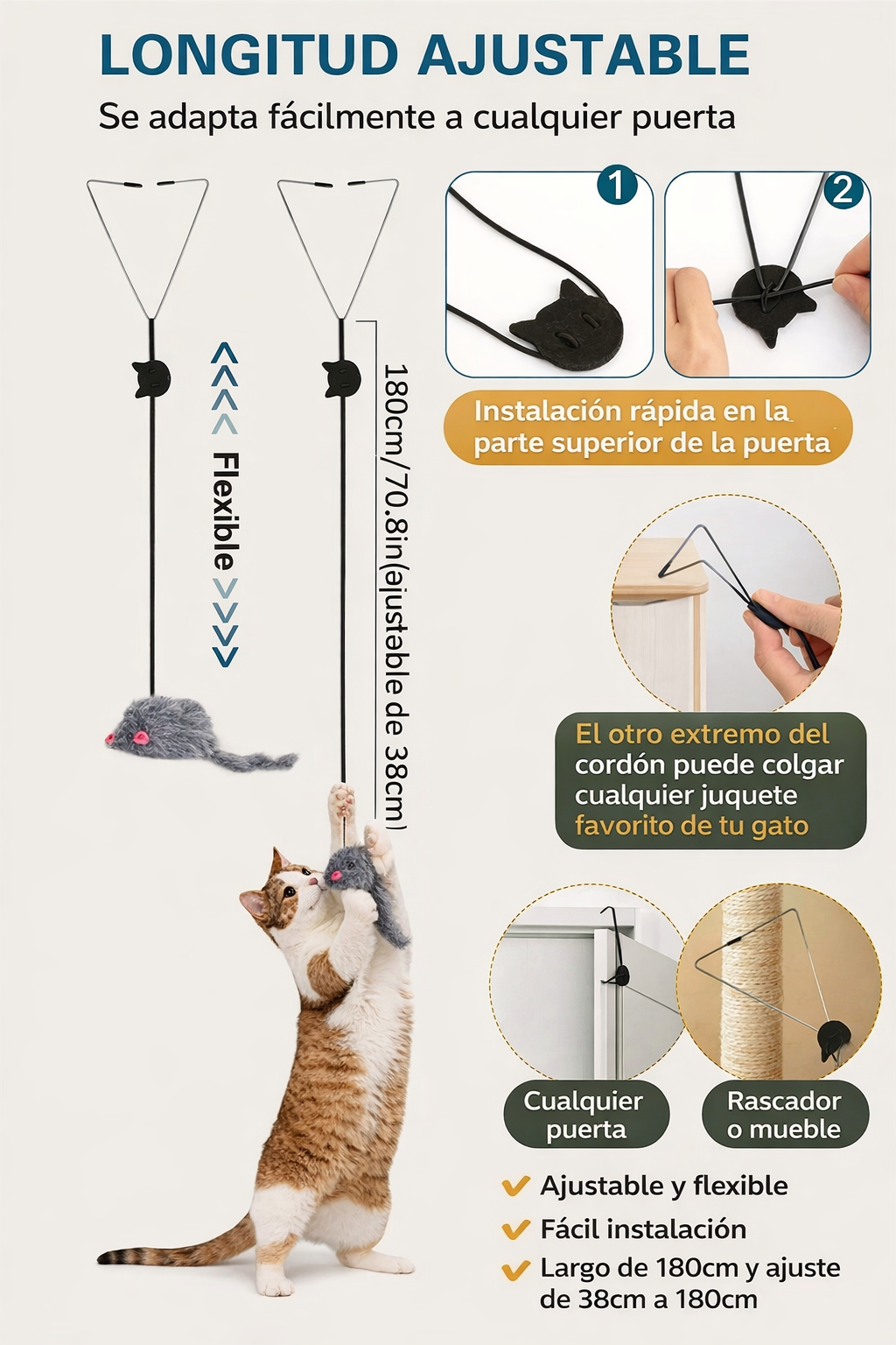 Juguete colgante para gatos | Antiestrés y entretenimiento para gatos en cas