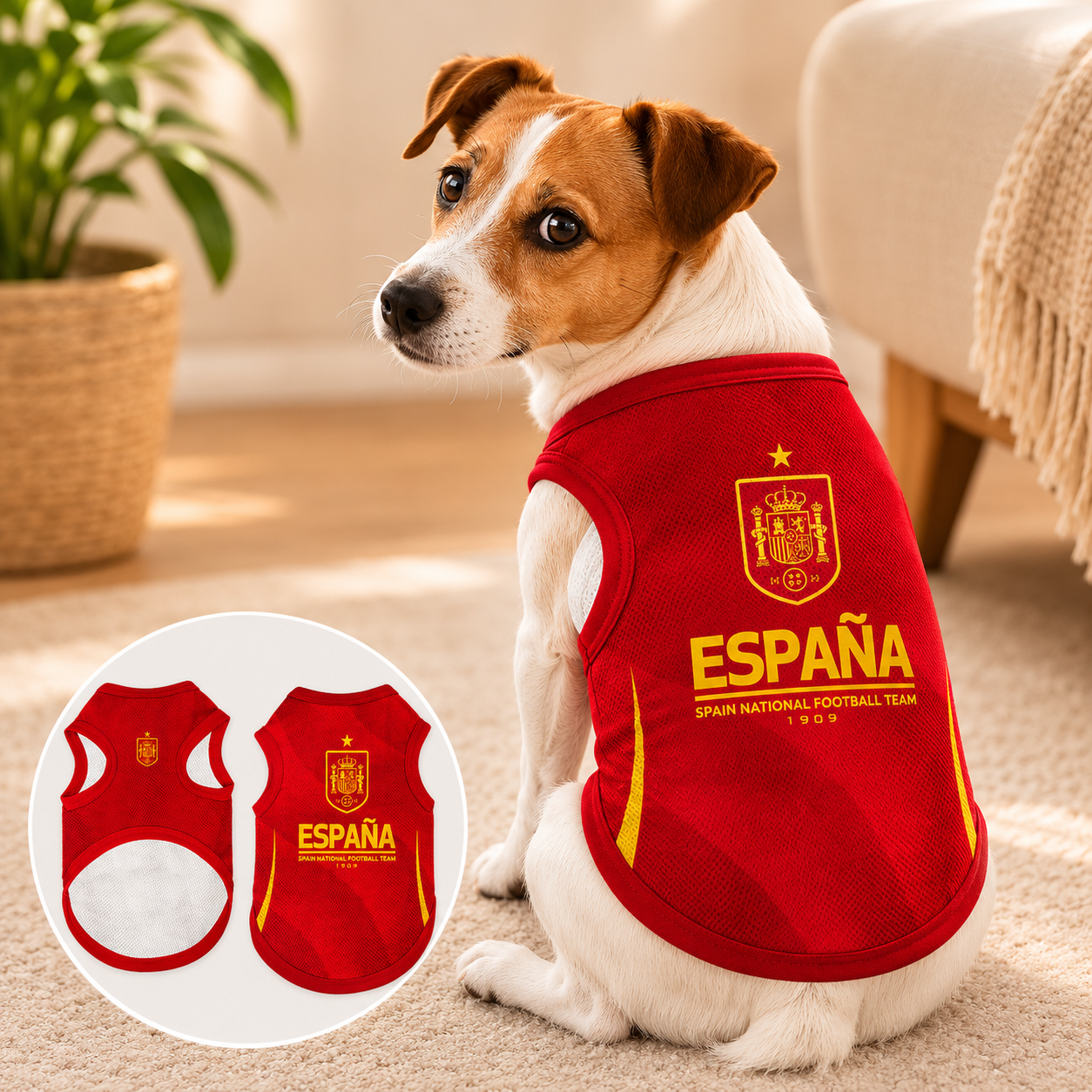 Camiseta España 2025-2026 para mascotas | Ropa fútbol perro y gato