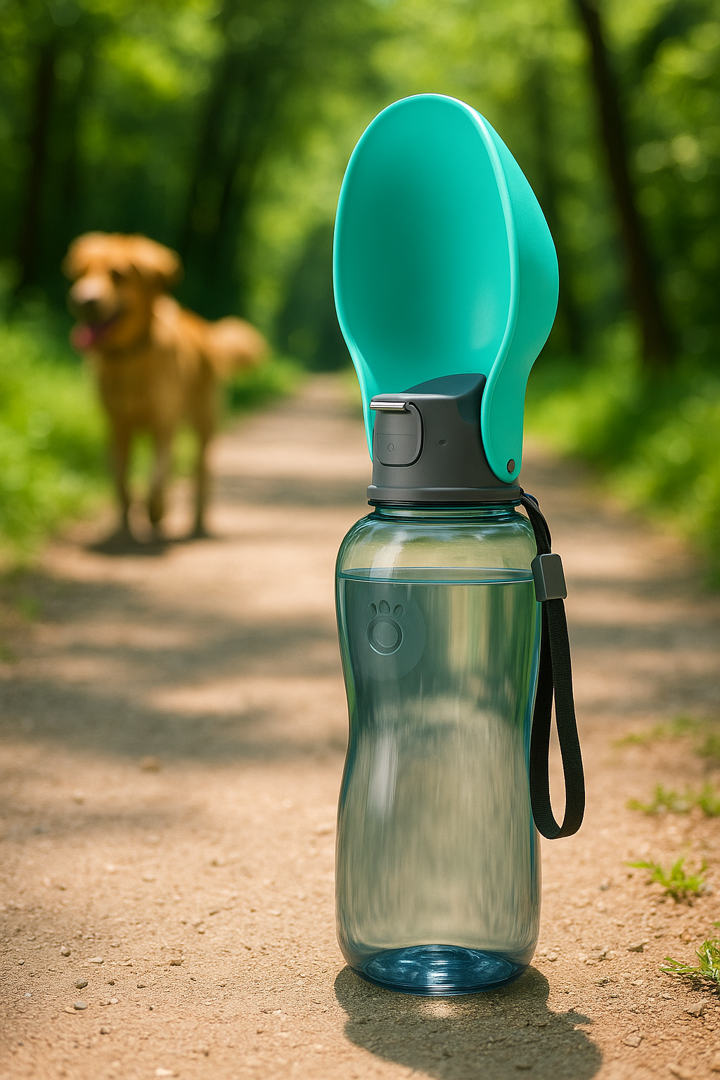 Botella de agua portátil para perros y gatos – diseño de hoja, práctica y plegable 🌿