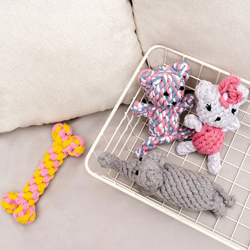 Juguete de Cuerda para Perros Pequeños – Bola de Nudos de Algodón Resistente a Mordidas para Limpiar Dientes