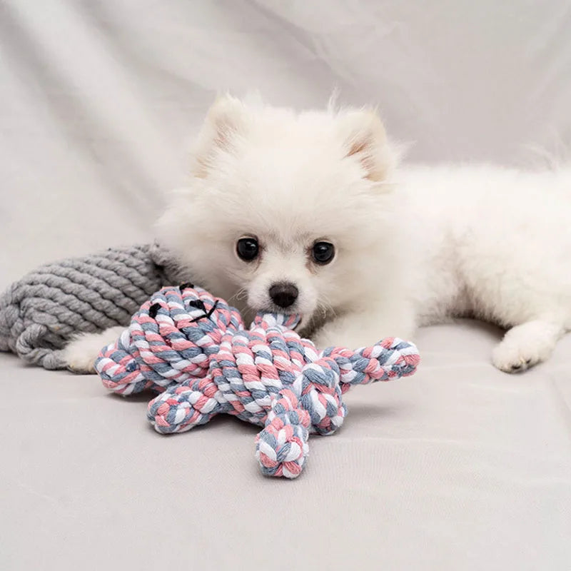 Juguete de Cuerda para Perros Pequeños – Bola de Nudos de Algodón Resistente a Mordidas para Limpiar Dientes