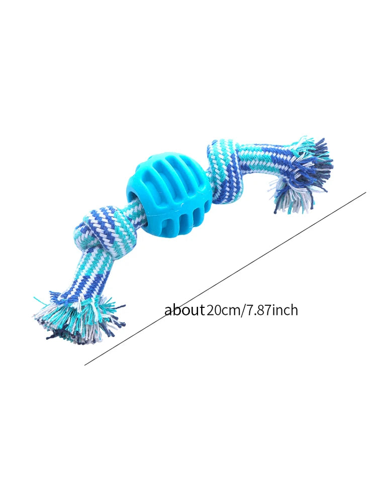 Juguete de Cuerda para Perros – Pelota con Nudos Doble, Resistente y Limpia Dientes