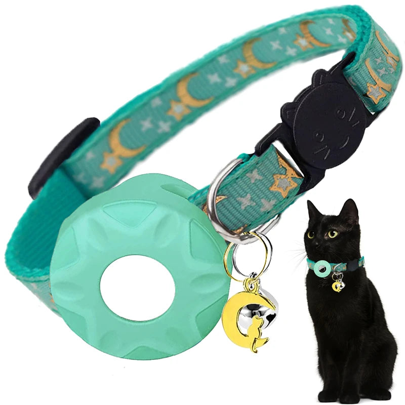 Collar para Gatos con Soporte AirTag Apple | Reflectante, Ajustable y Breakaway | Collar para Gatitos y Perros Pequeños con Campanilla