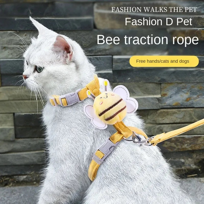 Arnés para Gato Abeja + Correa – Ajustable, Cómodo y Seguro