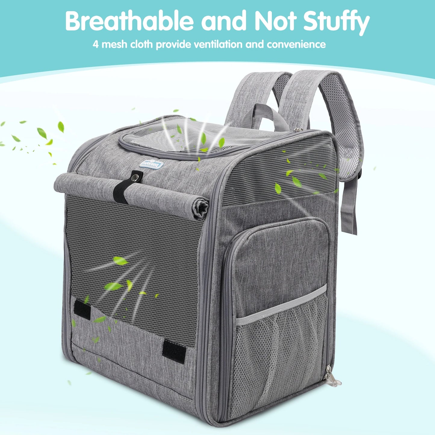 Mochila Transportín para Mascotas Expandible y Plegable | Mochila para Perros Pequeños hasta 10 kg | Ventana de Malla Transpirable Gris