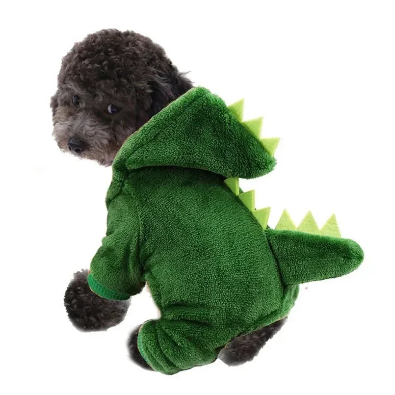 Disfraz Dinosaurio para Perros y Gatos – Abrigo de Halloween para Mascotas, Sudadera de Felpa Cálida Otoño/Invierno