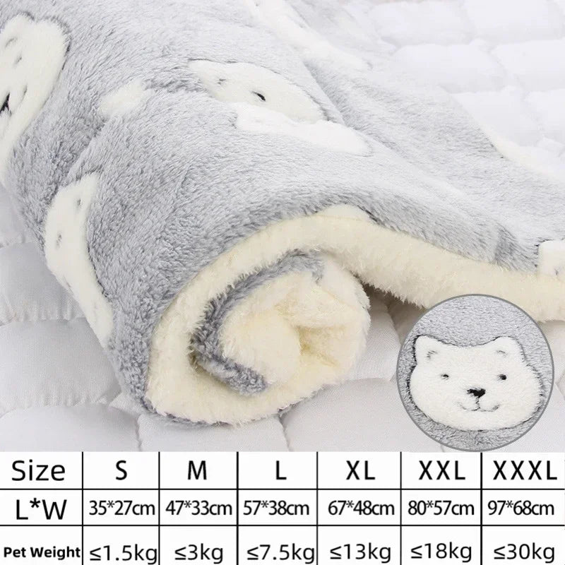 Manta de franela para perros y gatos – Cama acolchada y cálida, alfombra gruesa para mascotas pequeñas y grandes, lavable y antideslizante