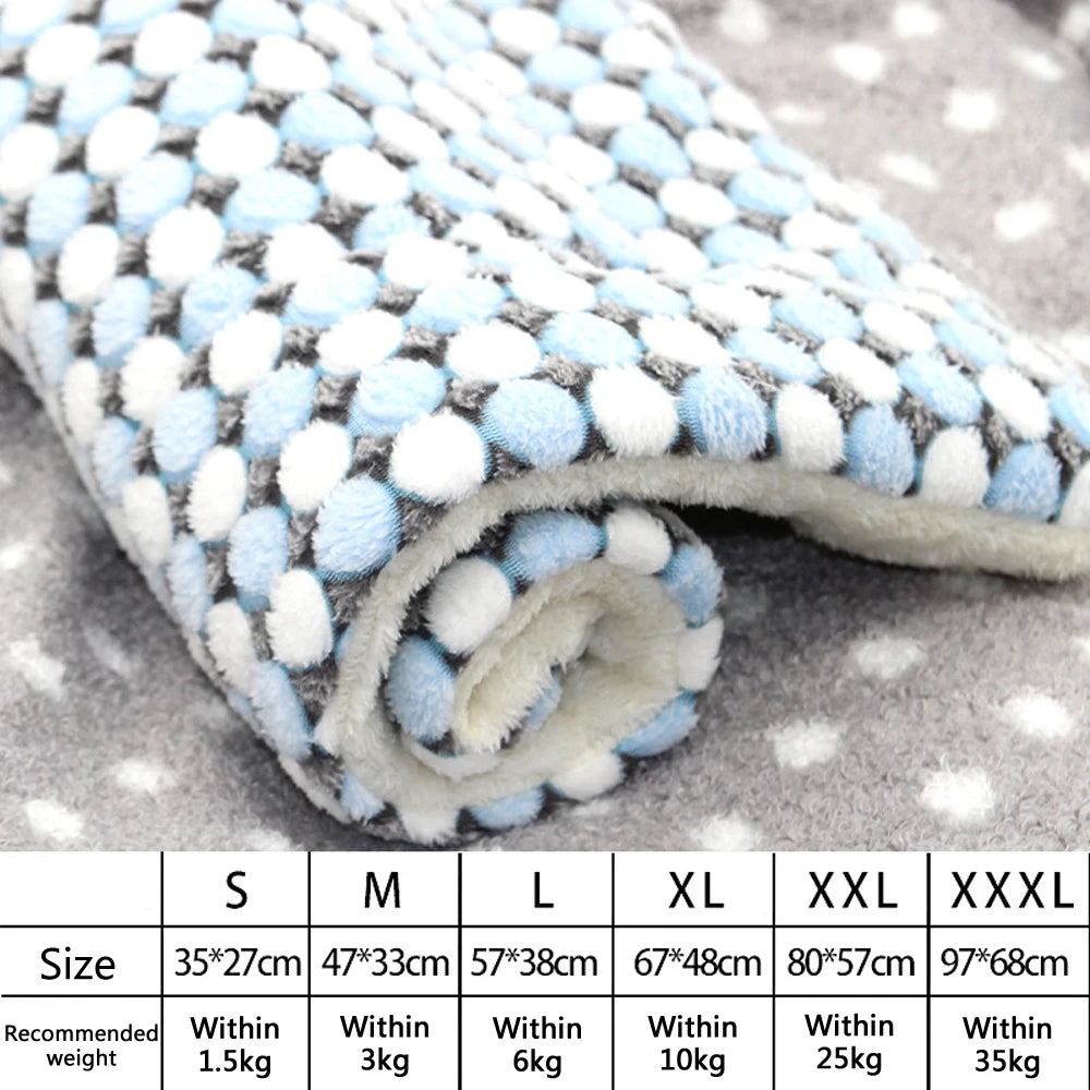 Manta de franela para perros y gatos – Cama acolchada y cálida, alfombra gruesa para mascotas pequeñas y grandes, lavable y antideslizante