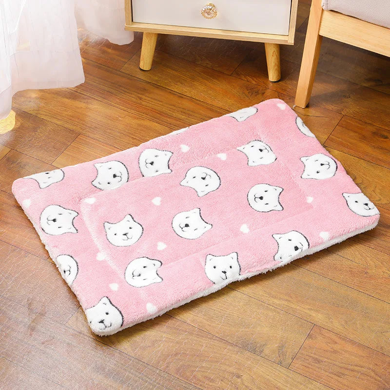 Manta de franela para perros y gatos – Cama acolchada y cálida, alfombra gruesa para mascotas pequeñas y grandes, lavable y antideslizante