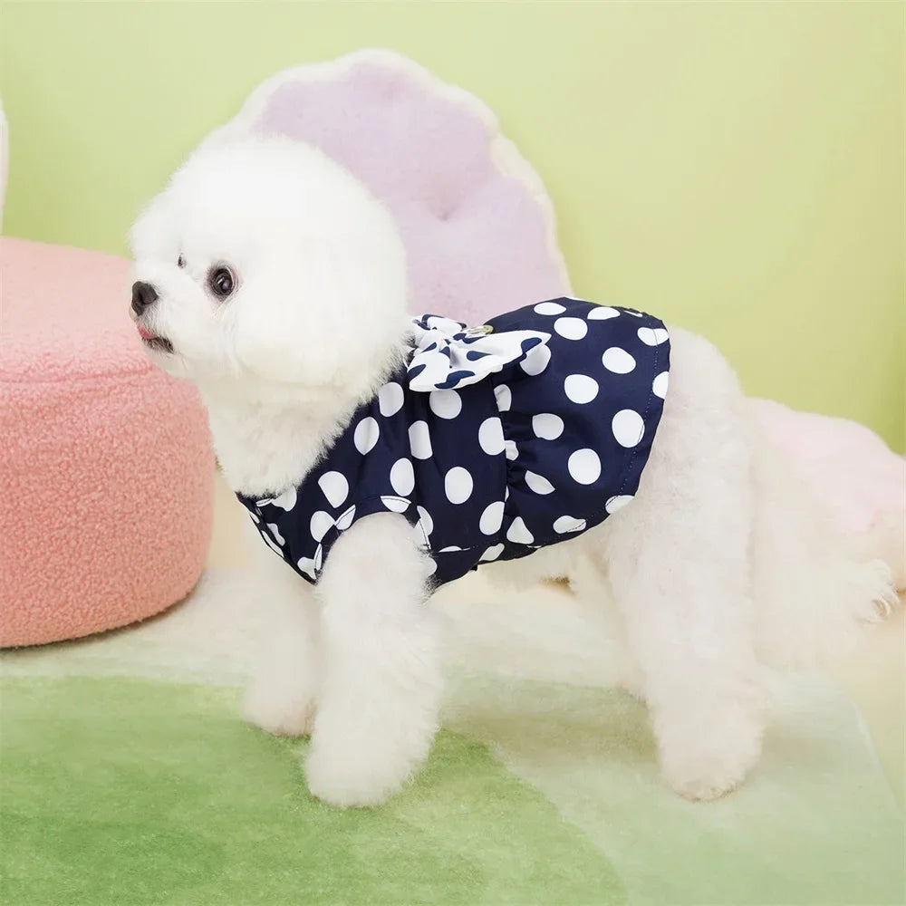 Vestido para Perros Hembras con Lunares – Ropa de Mascota Elegante para Gatos y Perritos, Falda Princesa para Boda y Fiesta