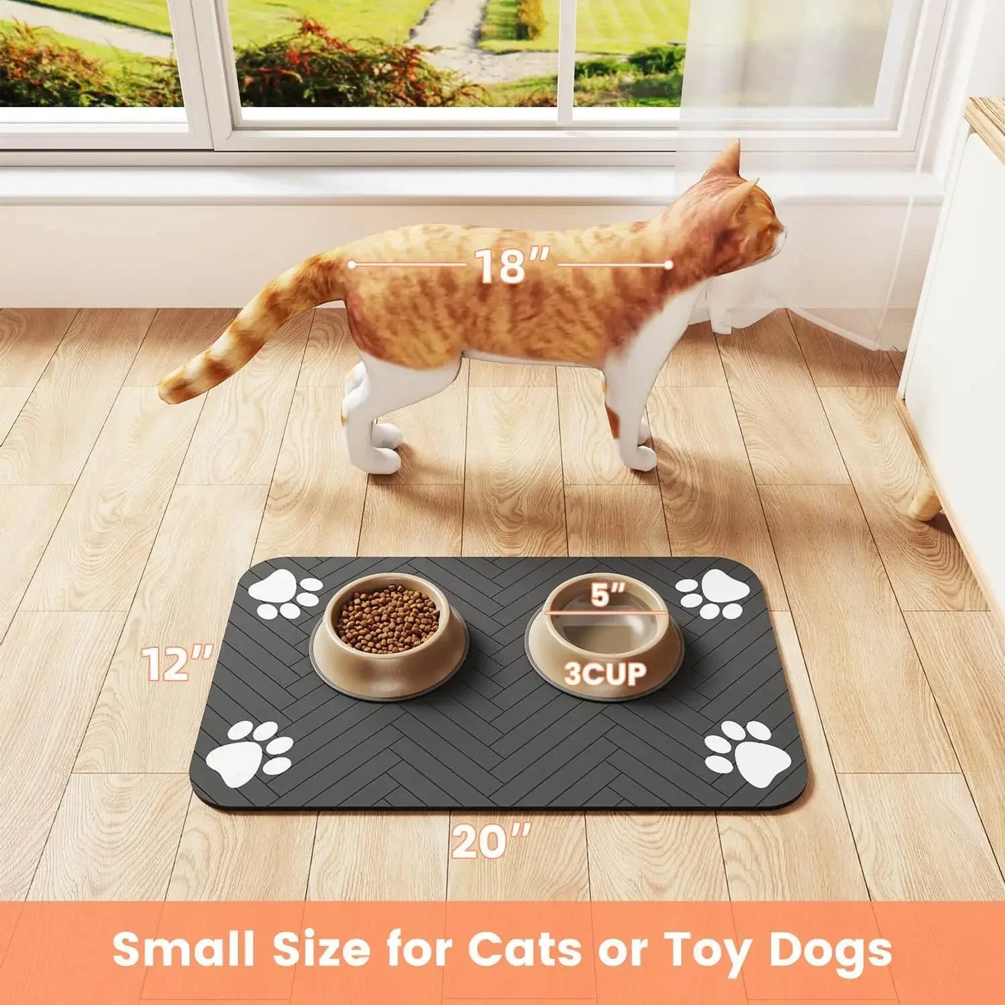 Alfombrilla absorbente impermeable para mascotas - Tapete antideslizante para comedero y bebedero de perro o gato