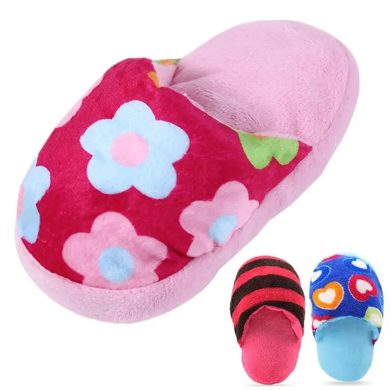 Juguete de Peluche con Sonido para Perros y Gatos – Forma de Pantufla | Masticable, Suave e Interactivo