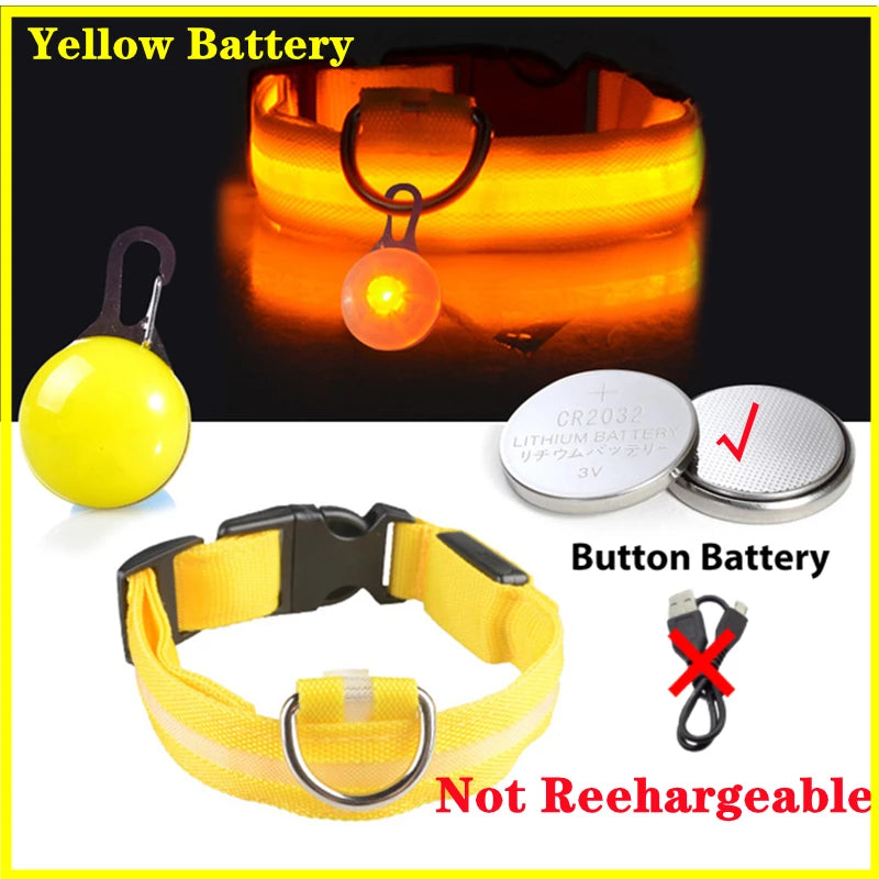 Collar Luminoso LED para Perros y Gatos | Reflectante, Ajustable y Seguro para la Noche