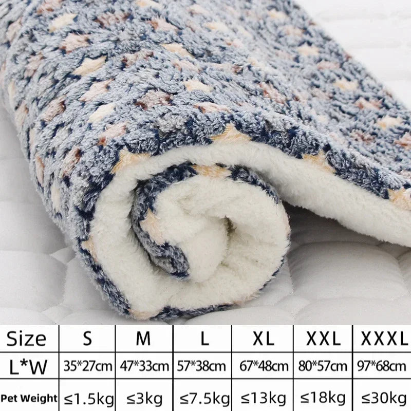 Manta de franela para perros y gatos – Cama acolchada y cálida, alfombra gruesa para mascotas pequeñas y grandes, lavable y antideslizante