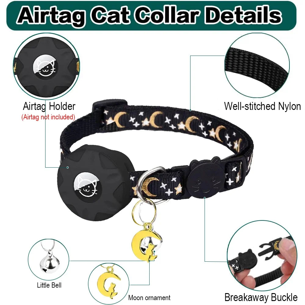 Collar para Gatos con Soporte AirTag Apple | Reflectante, Ajustable y Breakaway | Collar para Gatitos y Perros Pequeños con Campanilla