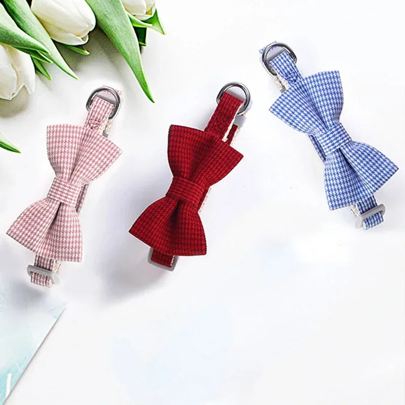 Collar para Gato con Pajarita Ajustable | Diseño Cuadros, Ligero y Cómodo para Mascota