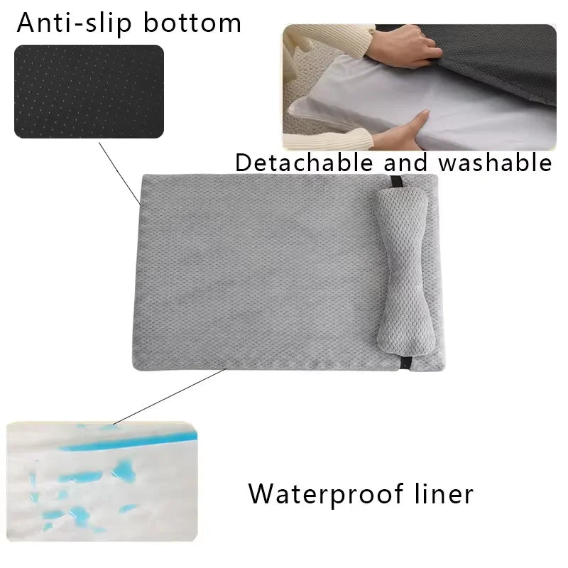 Cama Calmante y Suave para Perros con Almohada – Funda Extraíble y Lavable