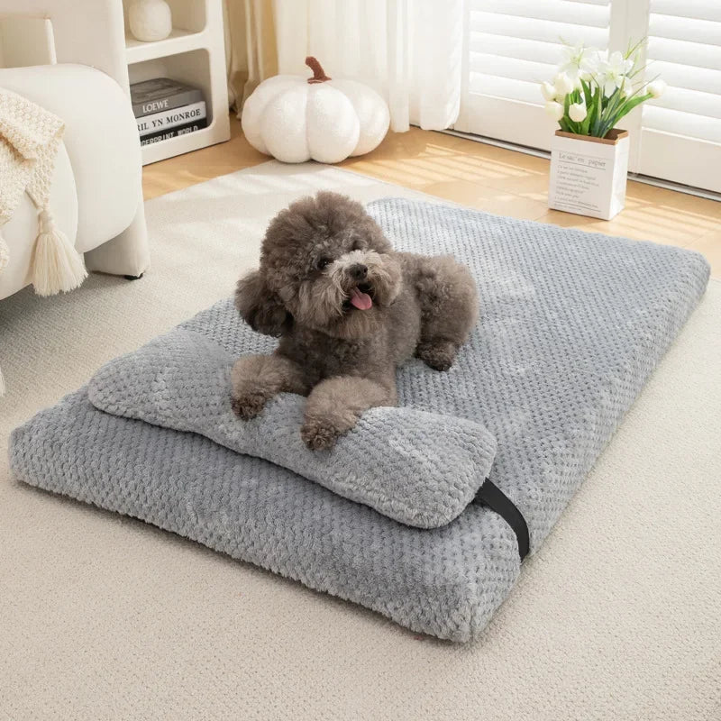 Cama Calmante y Suave para Perros con Almohada – Funda Extraíble y Lavable