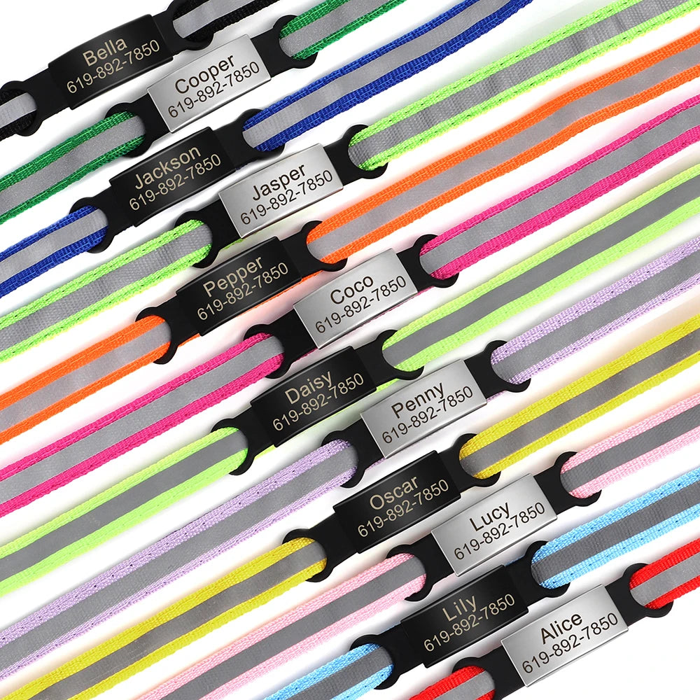 Collar Personalizado para Gato Reflectante con Placa Grabada y Campana | Anti-Pérdida Ajustable