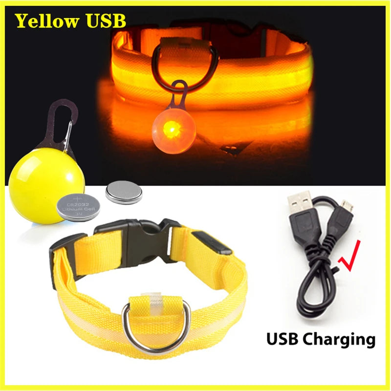 Collar Luminoso LED para Perros y Gatos | Reflectante, Ajustable y Seguro para la Noche