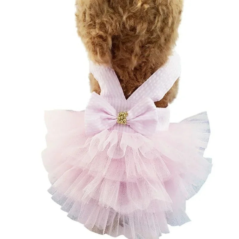 Vestido Elegante para Perros con Lazo – Ropa Primavera/Verano para Mascotas, Falda de Princesa para Boda o Fiesta