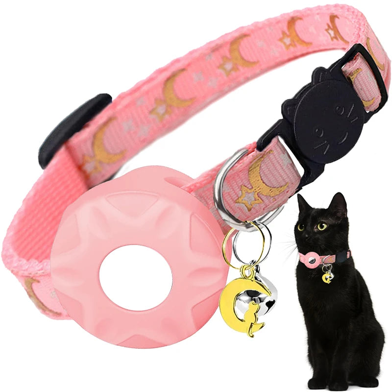 Collar para Gatos con Soporte AirTag Apple | Reflectante, Ajustable y Breakaway | Collar para Gatitos y Perros Pequeños con Campanilla