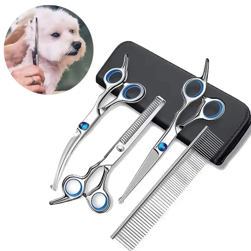 Tijeras para perros 4 piezas | Kit de peluquería canina acero inoxidable
