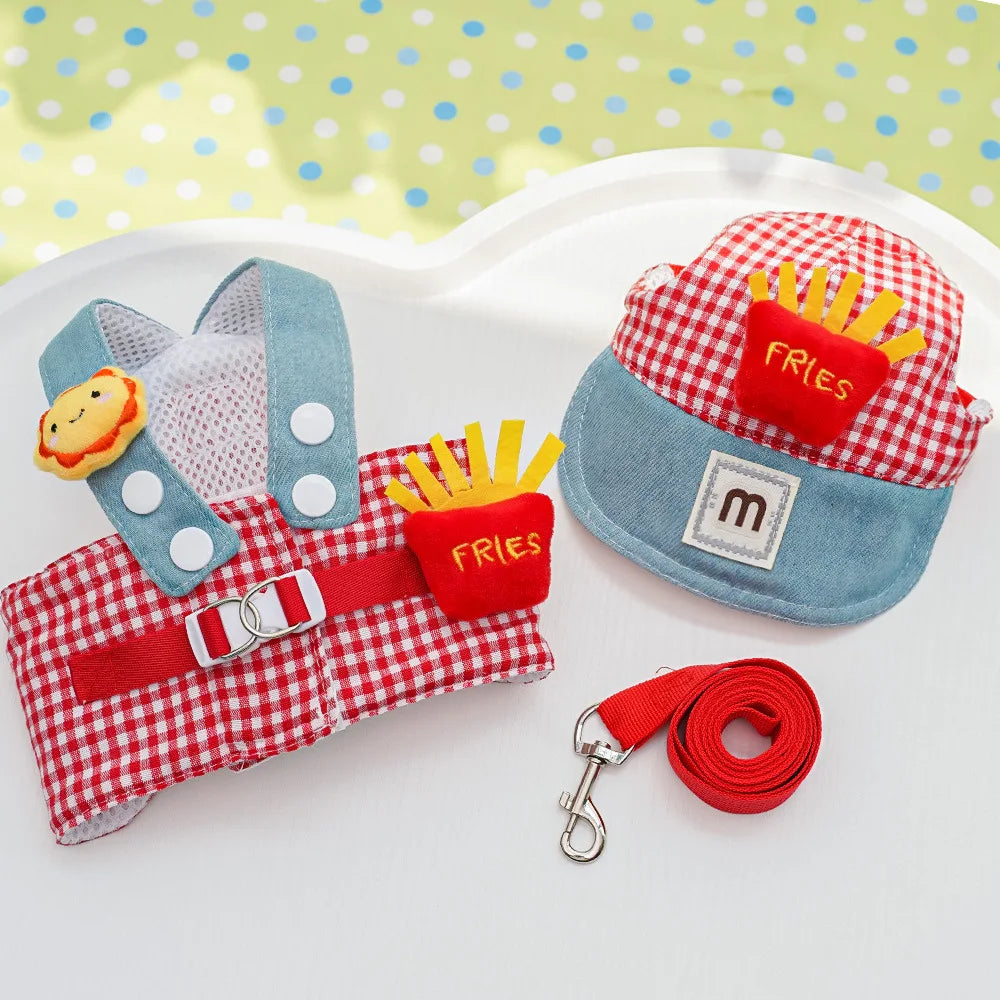 Conjunto Arnés para Perros y Gatos con Correa y Gorra – Transpirable para Primavera/Verano