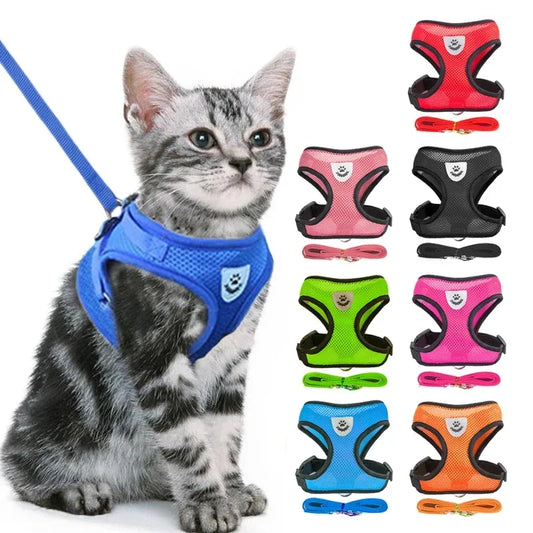 Arnés para Gatos y Perros Pequeños Ajustable y Transpirable con Correa