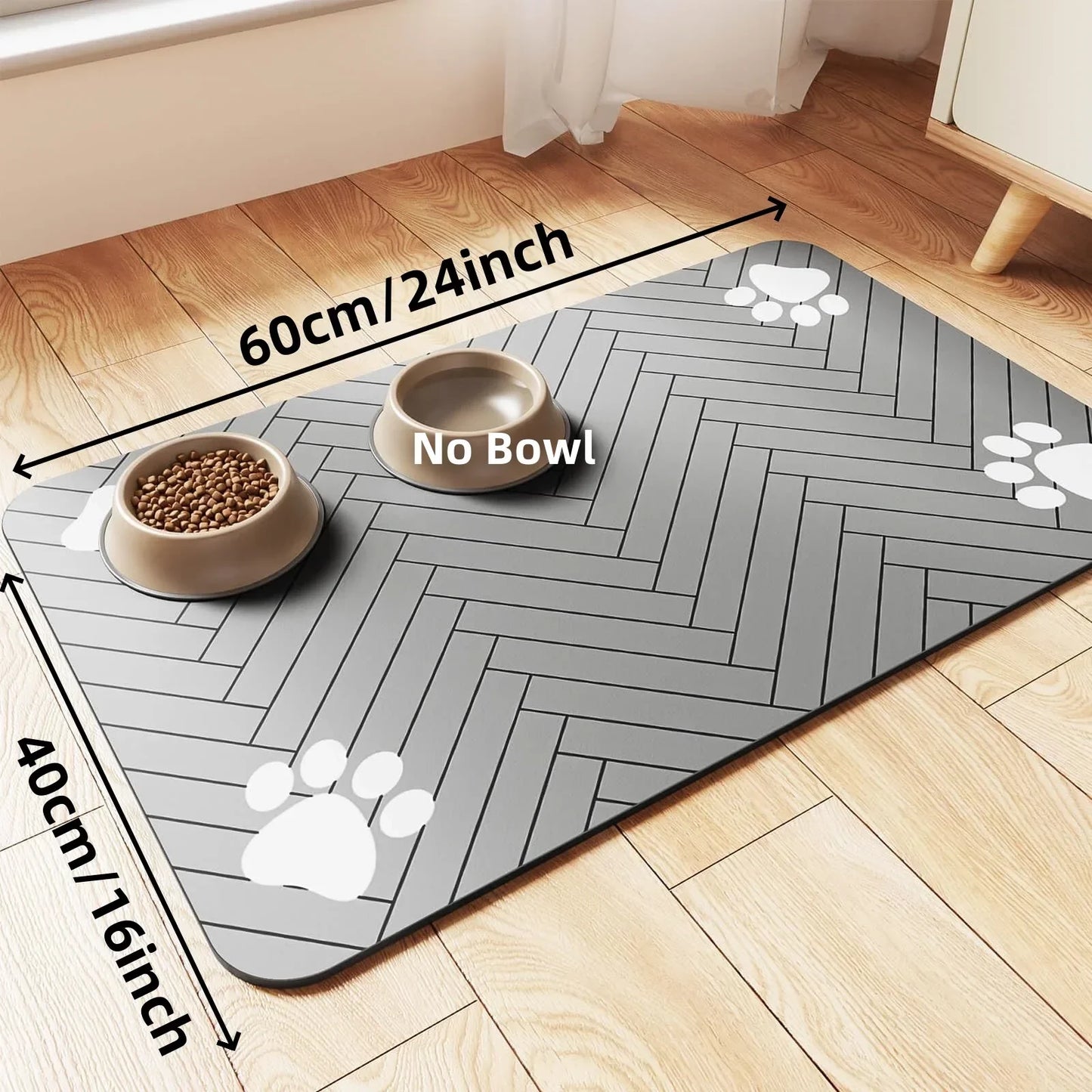Alfombrilla absorbente impermeable para mascotas - Tapete antideslizante para comedero y bebedero de perro o gato