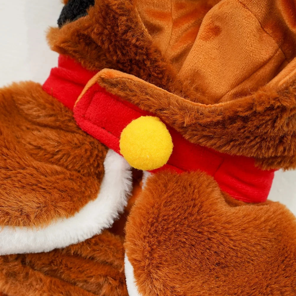 Abrigo de Invierno para Perros y Gatos | Disfraz Plush Tigre | Ropa Cálida de Terciopelo para Mascotas Pequeñas