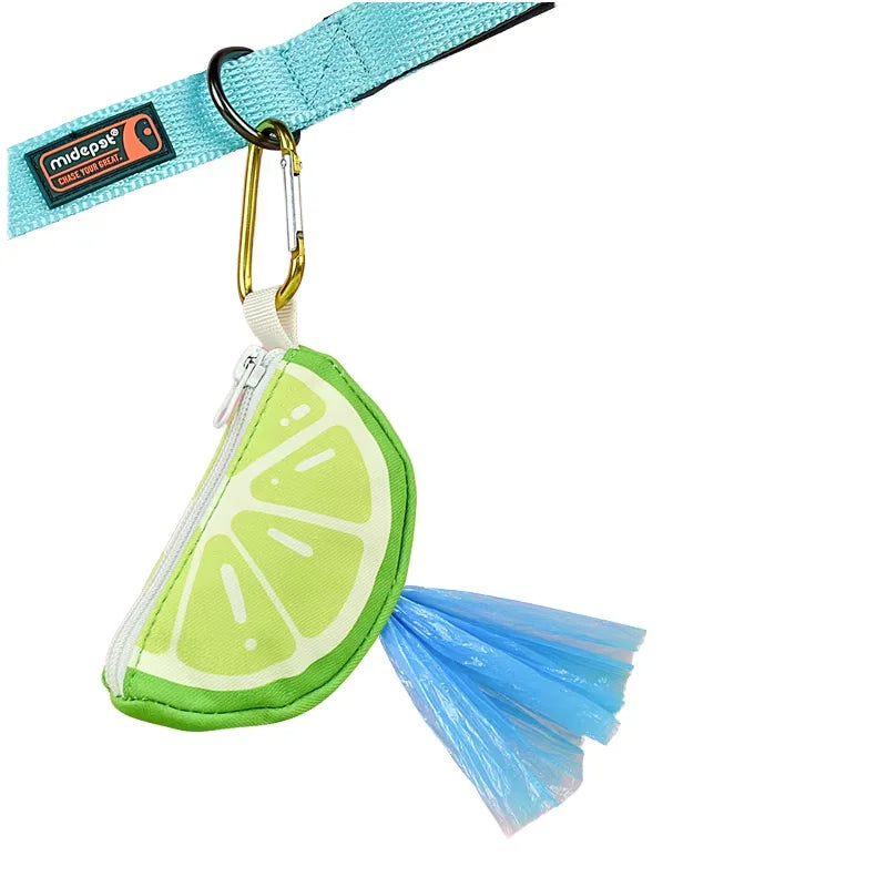 Dispensador de Bolsas para Excrementos de Perro Diseño Fruta | Portabolsas Portátil | Accesorio de Limpieza para Paseo