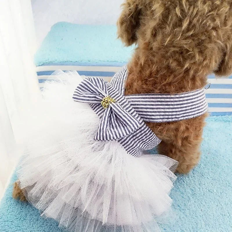 Vestido Elegante para Perros con Lazo – Ropa Primavera/Verano para Mascotas, Falda de Princesa para Boda o Fiesta