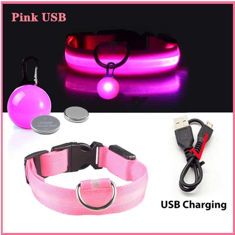 Collar Luminoso LED para Perros y Gatos | Reflectante, Ajustable y Seguro para la Noche