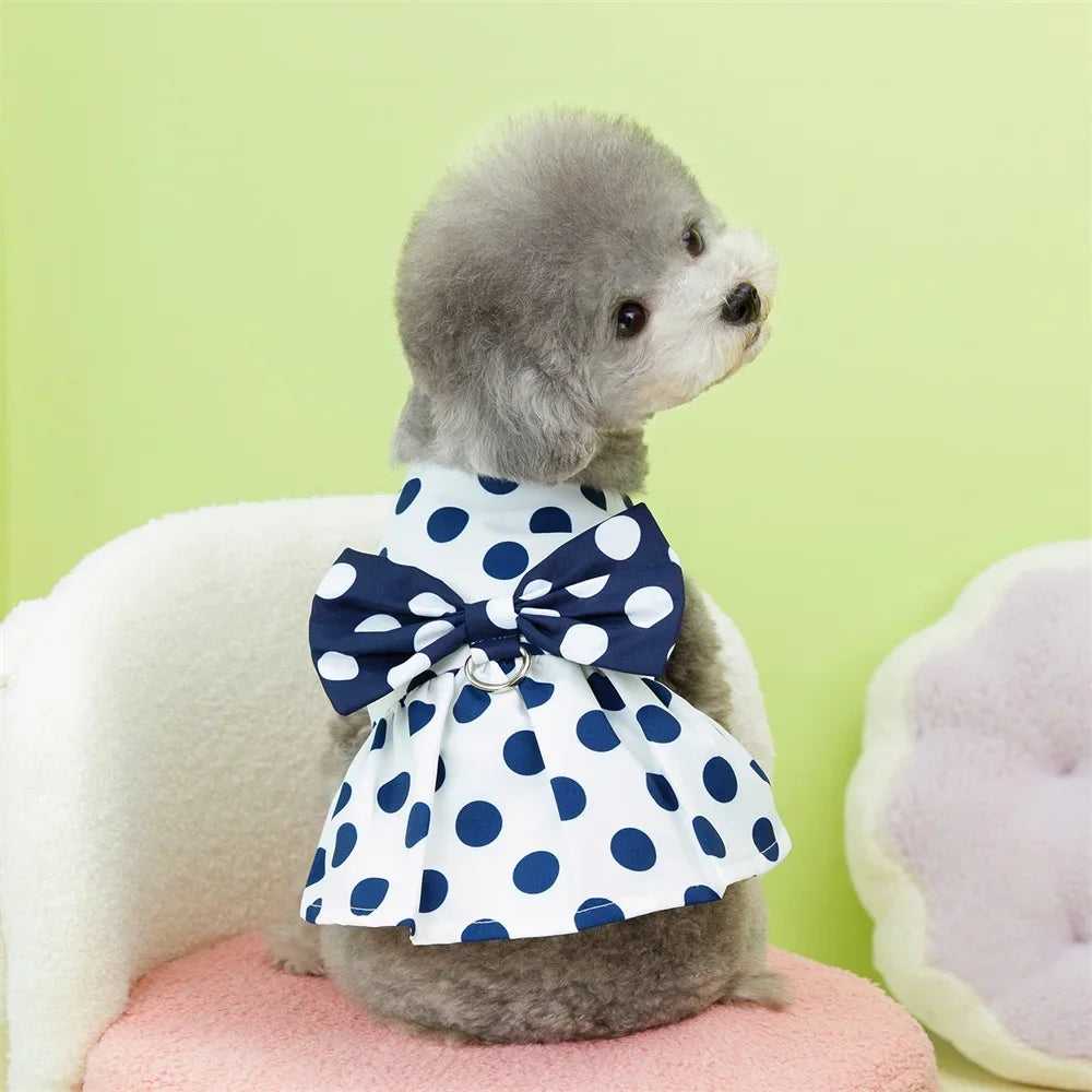 Vestido para Perros Hembras con Lunares – Ropa de Mascota Elegante para Gatos y Perritos, Falda Princesa para Boda y Fiesta