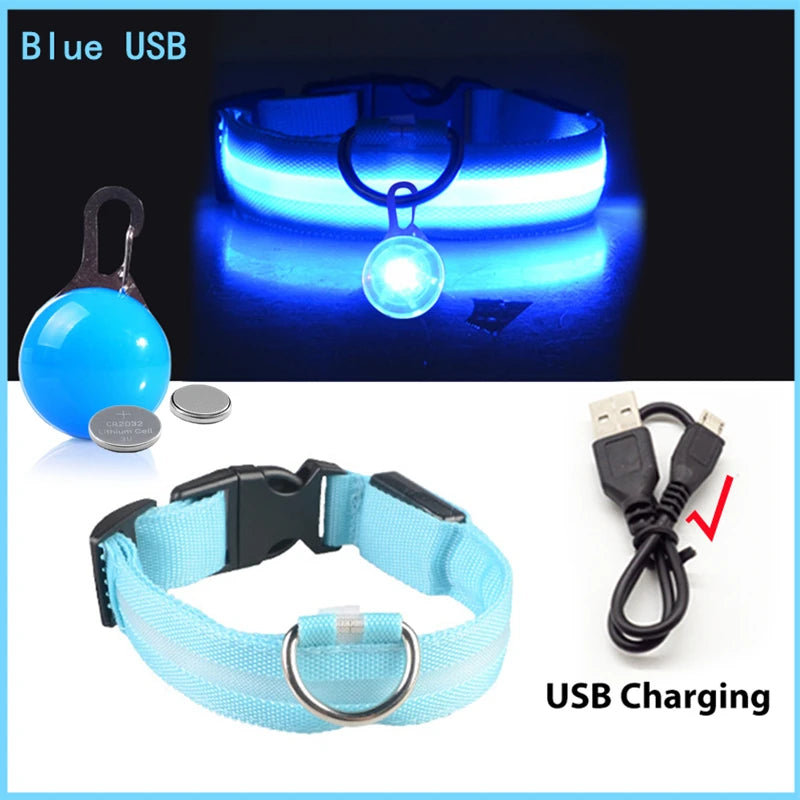 Collar Luminoso LED para Perros y Gatos | Reflectante, Ajustable y Seguro para la Noche