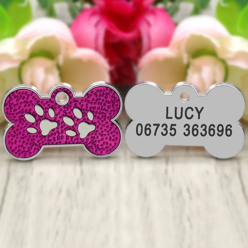 Chapa Identificadora Personalizada para Perros y Gatos con Brillantes – Grabado Gratis y Antipérdida