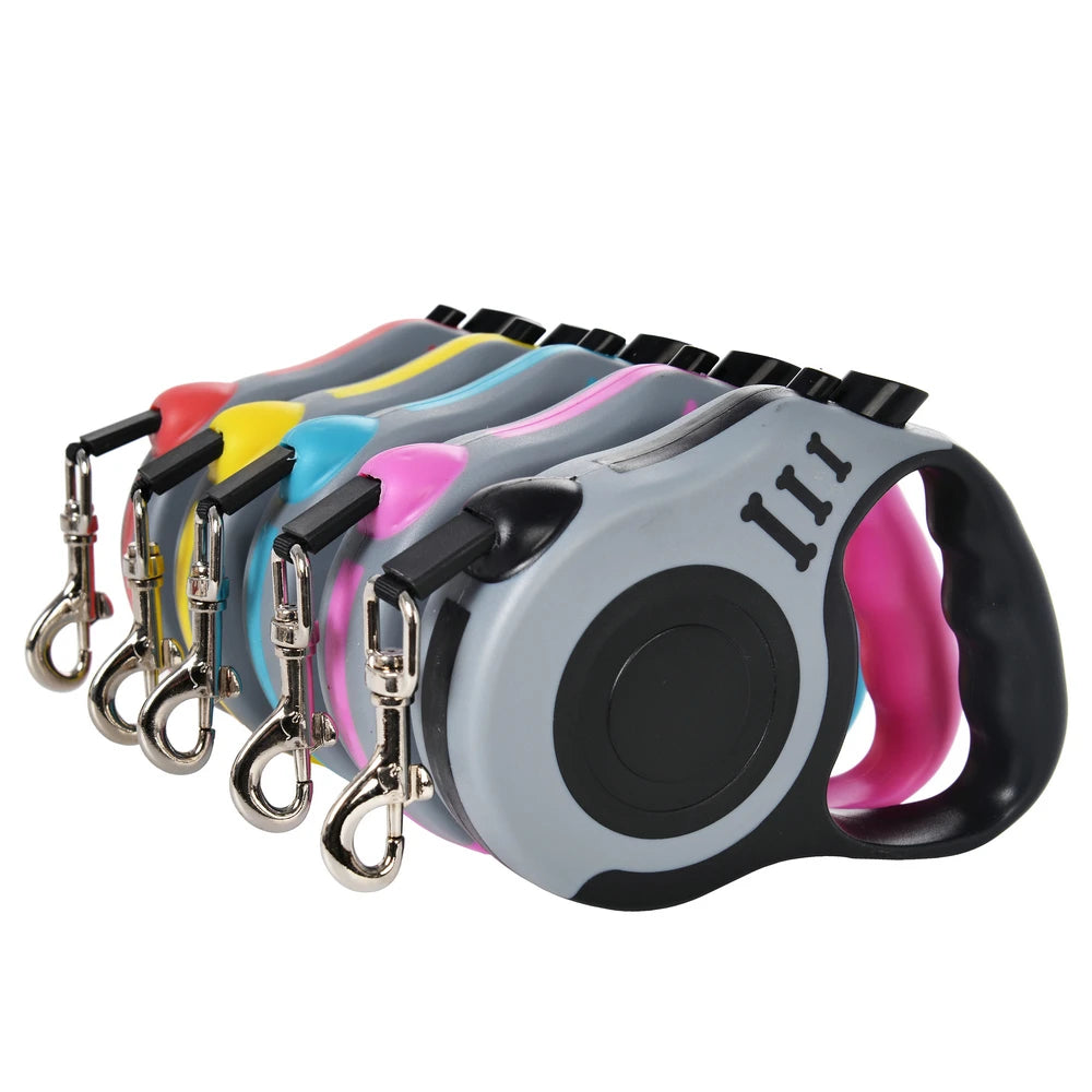 Correa Retráctil Automática para Perros y Gatos 3m/5m – Correa de Nylon Duradera para Paseos, Viajes y Senderismo