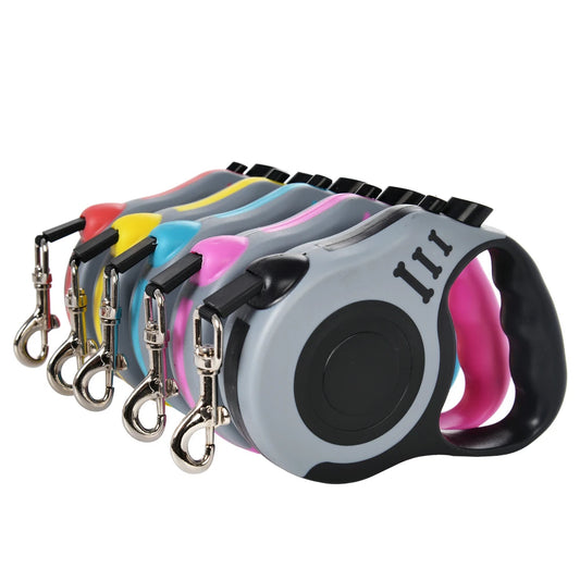 Correa Retráctil Automática para Perros y Gatos 3m/5m – Correa de Nylon Duradera para Paseos, Viajes y Senderismo