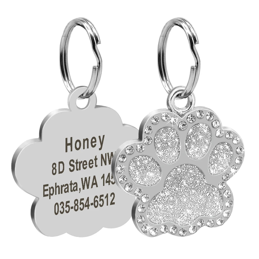 Chapa Identificadora Personalizada para Perros y Gatos con Brillantes – Grabado Gratis y Antipérdida