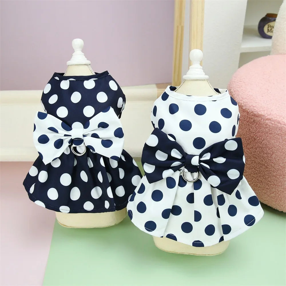 Vestido para Perros Hembras con Lunares – Ropa de Mascota Elegante para Gatos y Perritos, Falda Princesa para Boda y Fiesta