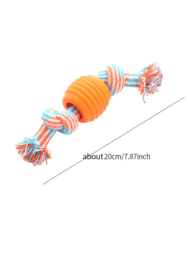 Juguete de Cuerda para Perros – Pelota con Nudos Doble, Resistente y Limpia Dientes
