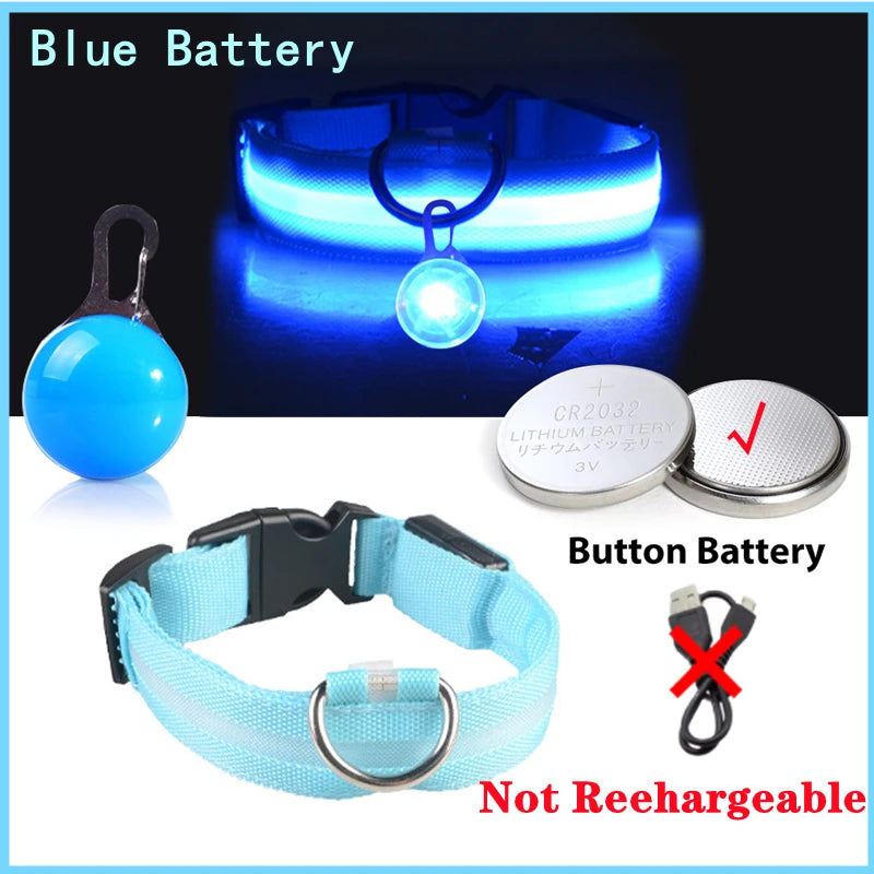 Collar Luminoso LED para Perros y Gatos | Reflectante, Ajustable y Seguro para la Noche