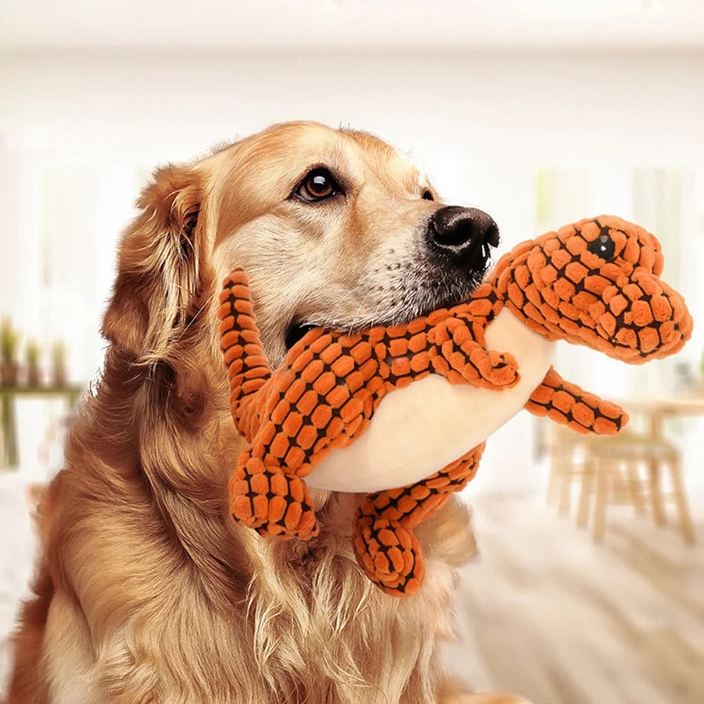 Juguete de Peluche para Perros y Gatos – Dinosaurio Suave e Interactivo | Masticable y Antiestrés