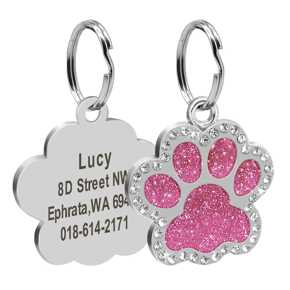 Chapa Identificadora Personalizada para Perros y Gatos con Brillantes – Grabado Gratis y Antipérdida