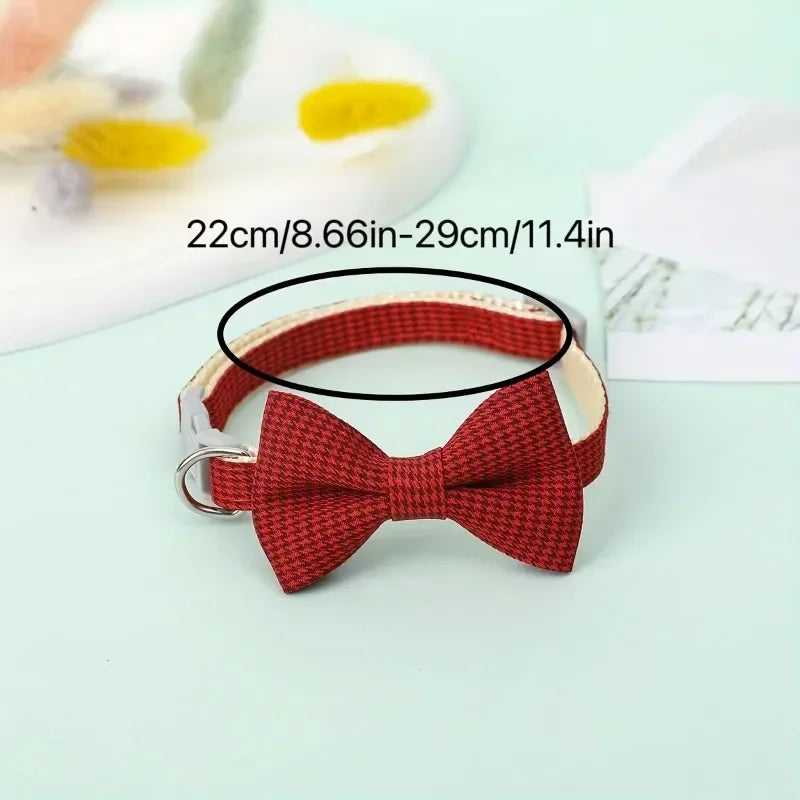 Collar para Gato con Pajarita Ajustable | Diseño Cuadros, Ligero y Cómodo para Mascota