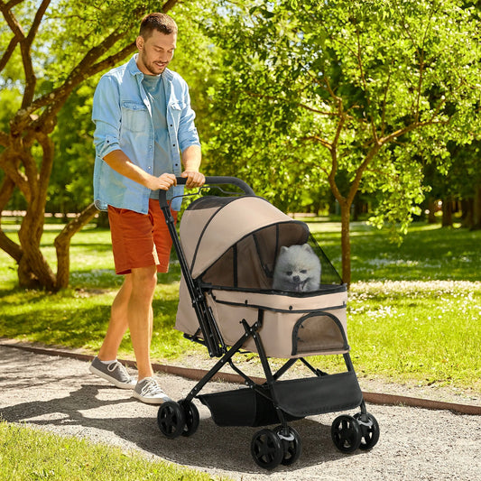 Carrito para perros plegable PawHut | Cochecito mascotas cómodo y seguro
